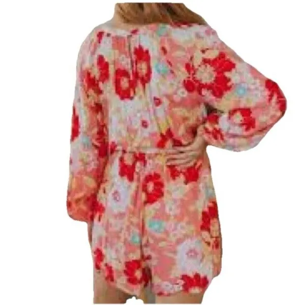 Emily Wonder Floral Long‎ Sleeve Romper, Large Cruise Wear - Image 2