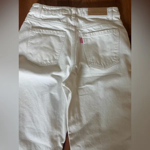 PINK Victoria's Secret Wide-Leg Jeans in Cream - Image 4