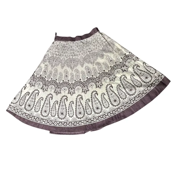 Vintage Bohemian Skirt West Midi Skirt Brown Paisley Floral Print Studio - Image 3