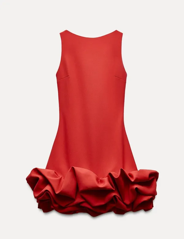Zara bodysuit dress Red Ruffle skirt bodycon formal evening date coctail - Image 10