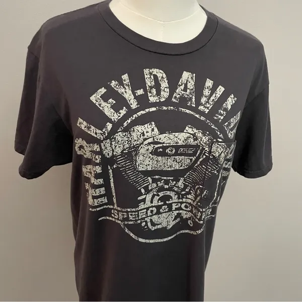 Harley Davidson Shirt Tee Myrtle Beach South Carolina Engine Graphic Grey - Image 2