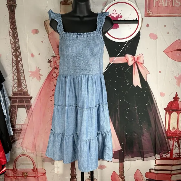 NWT J. Crew Chambray Smocked Tiered Cotton Sun Dress Sz S - Image 2