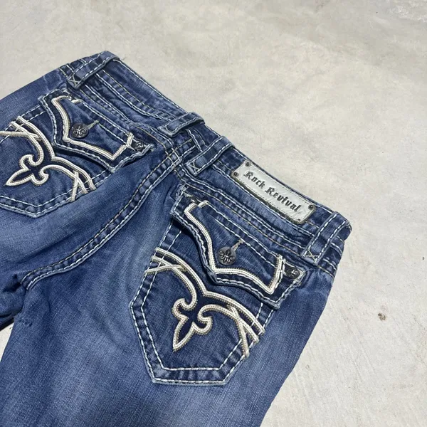 Rock Revival Kelly Skinny Women's Jeans SZ 29 Flap Pockets Boot Denim Thick - Image 9
