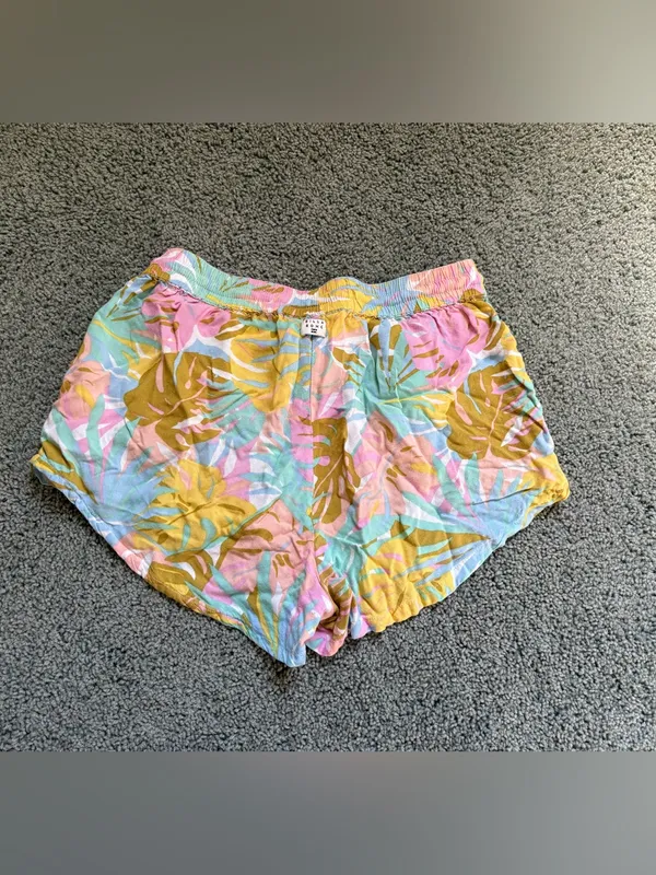 Billabong Tropical Print Shorts Pastel Colored Palm Leaf Pattern Size S Beachy - Image 9