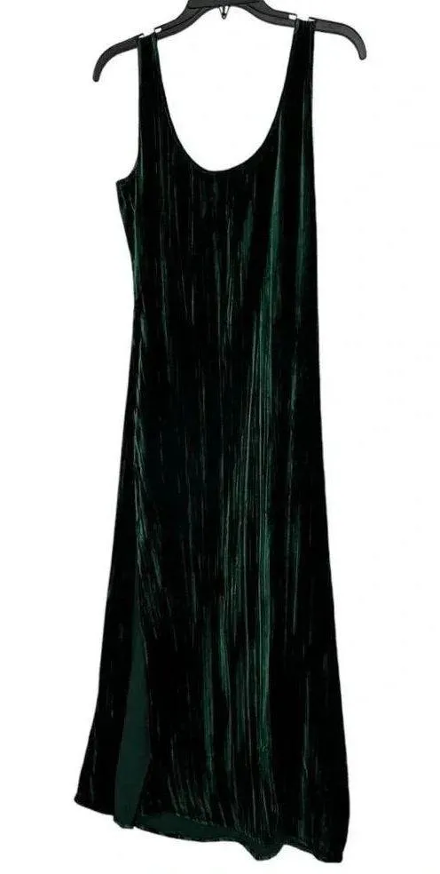 Enza Costa Silk Blend Textured Velvet Tank Green Maxi Dress Womens Size Small - Image 8