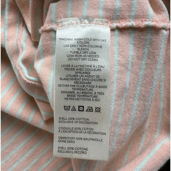 Free People We The Free Baby Tee T Shirt Striped Peach Mint Size S Boxy 100%‎ Cotton Staple - Image 10