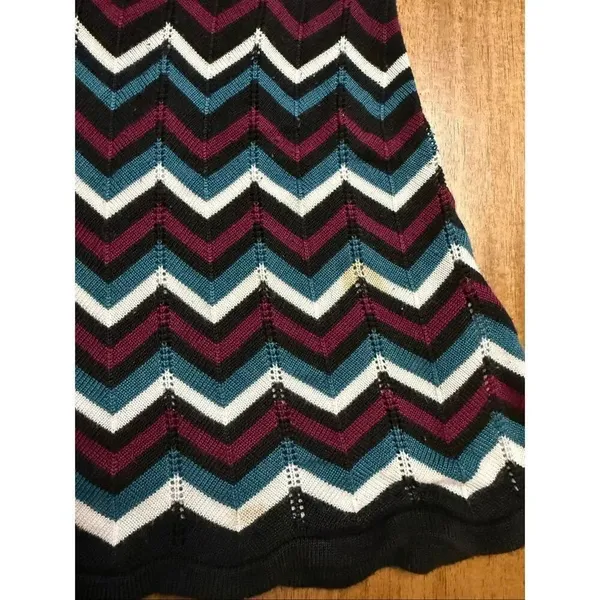 White House Black Market Sweater Womens Medium Multicolor Chevron Scoop Neck - Image 10