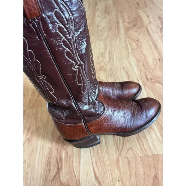 Tony Lama Pointed Toe Western Cowboy Boots Size 5.5 Brown Leather Rodeo - Image 2