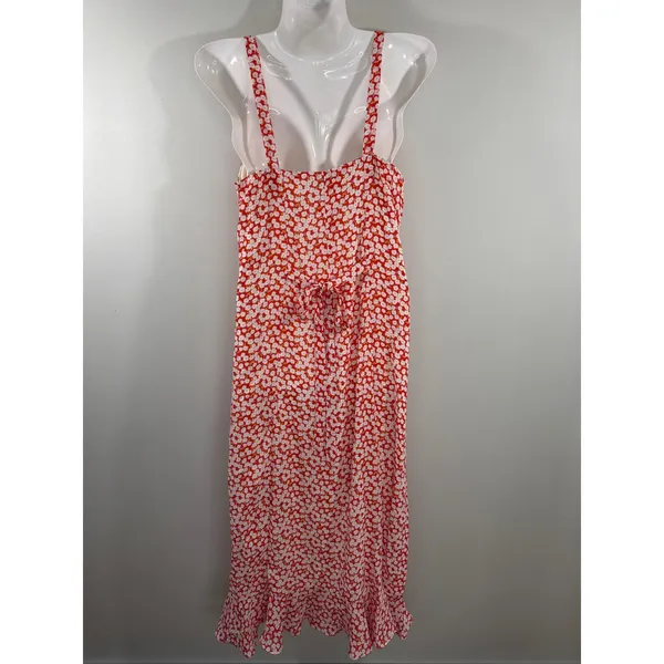 Lulus‎ Red Floral Daisy Ruffle Midi Dress Women Small Cottagecore Boho Romantic - Image 8