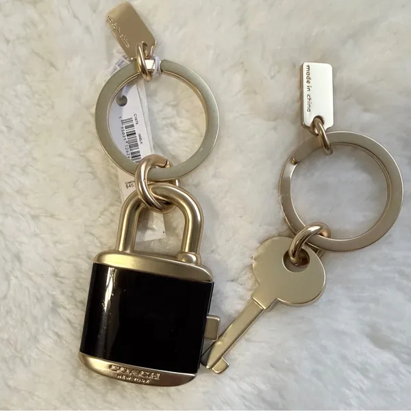 Coach Lock and Key Bag Charm Valet Detachable Key Ring Fob C1679 - Image 3