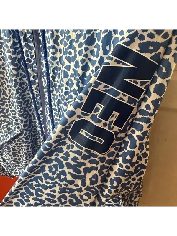 Adidas NEO Blue White Animal Print Wind Breaker Zipper Jacket - Image 11