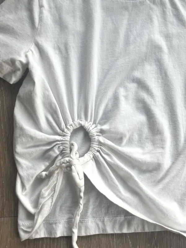 Urban Outfitters White Cutout Crewneck Crop Tee - Image 3