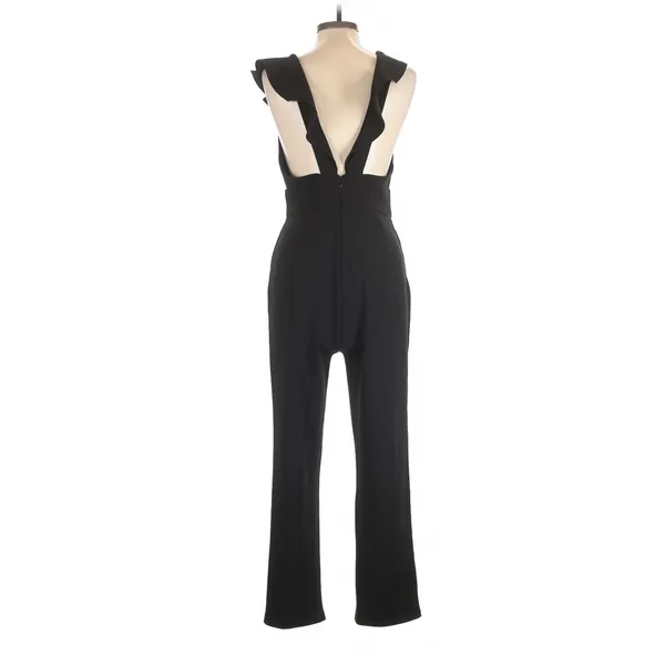 Lulus Black Leilani Ruffled Jumpsuit V-Neck Tapered Leg Size Large Party - Image 8