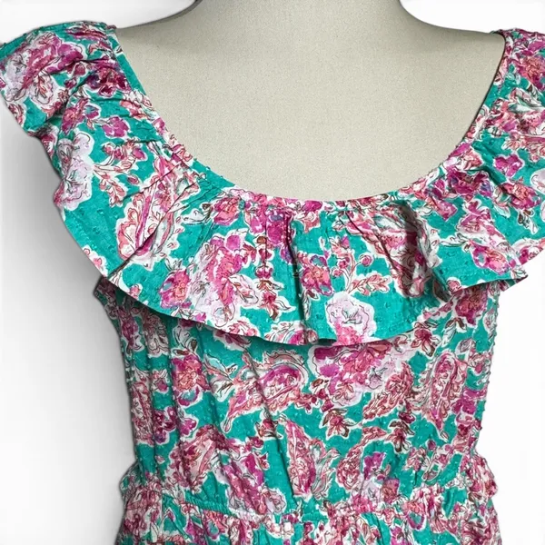 J.Crew Printed Ruffle Midi Dress Blue Pink Floral 10 - Image 2