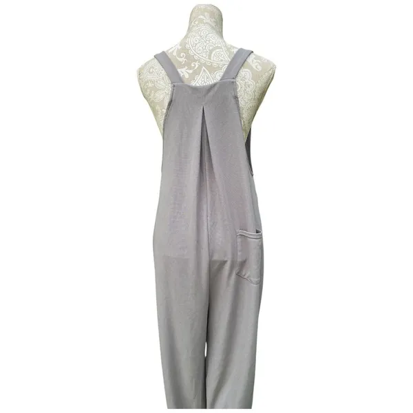 Halara Waffle Knit Pleated Overalls Jumpsuit Mink Brown Adjustable Size L - Image 2