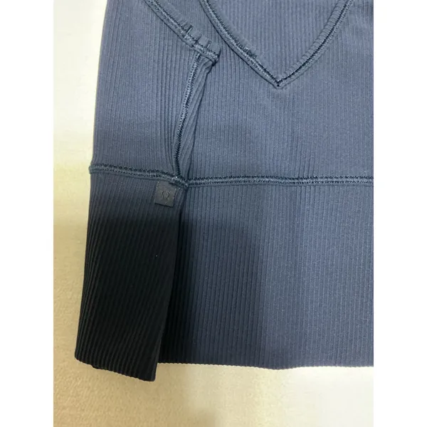 Lululemon Ribbed Power Pivot Tank Navy Blue Reversible V Neck Crop XS S - Image 6