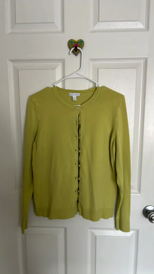 Charter Club Chartreuse Button Sweater Twee - Image 5