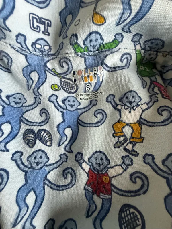 Roller Rabbit CT Greenwich Monkey Polo Pajama Top Size Small Limited Edition EUC - Image 8