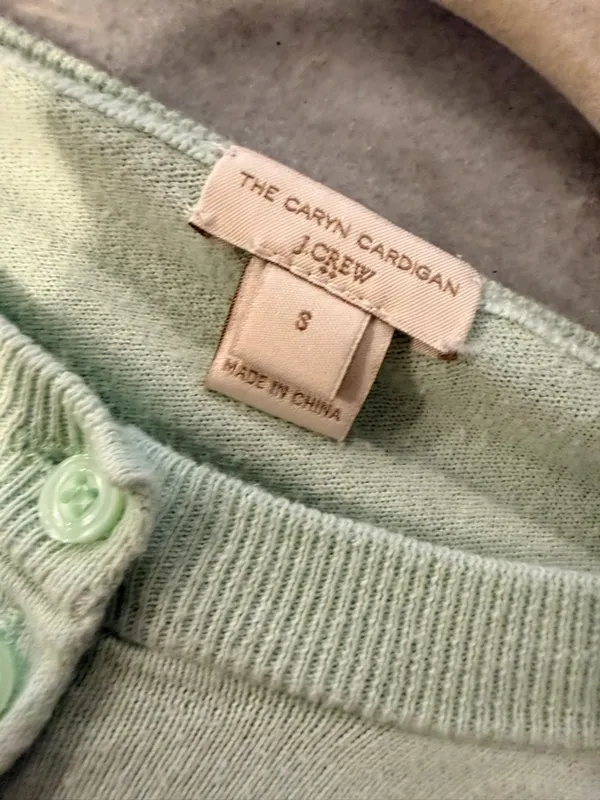 J. Crew Size S Mint Green Cotton Crew Neck Long Sleeve Button Caryn Cardigan - Image 9