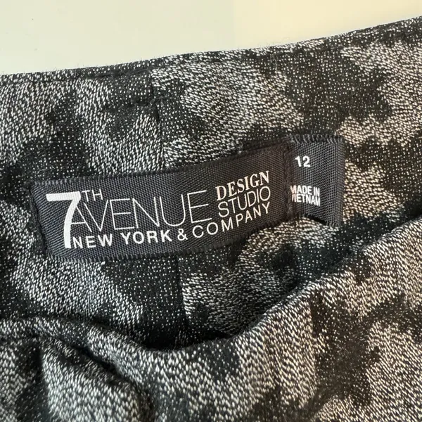 New York & Company 7th Avenue Houndstooth Pants 12 Straight Leg Stretch Preppy - Image 8