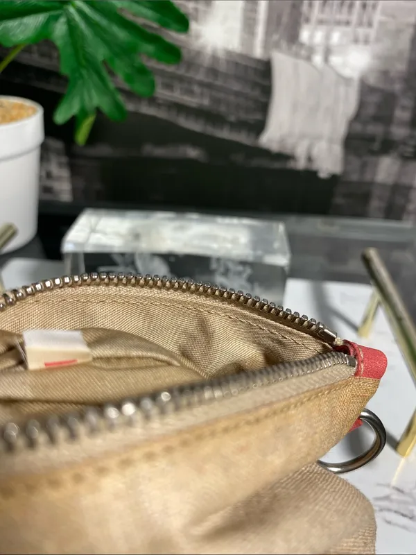 Authentic Miu Miu Beige Linen Pouch with Coral Trim - Image 15