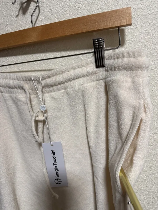 Sergio Tacchini Cream Terry Cloth‎ Mini Skirt Womens Medium Drawstring Waist NEW - Image 5