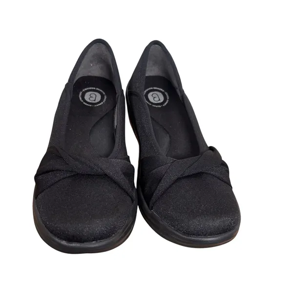 Bzees Paris Womens 7M Black Shimmer Slip On Flats Machine Washable Comfort - Image 5