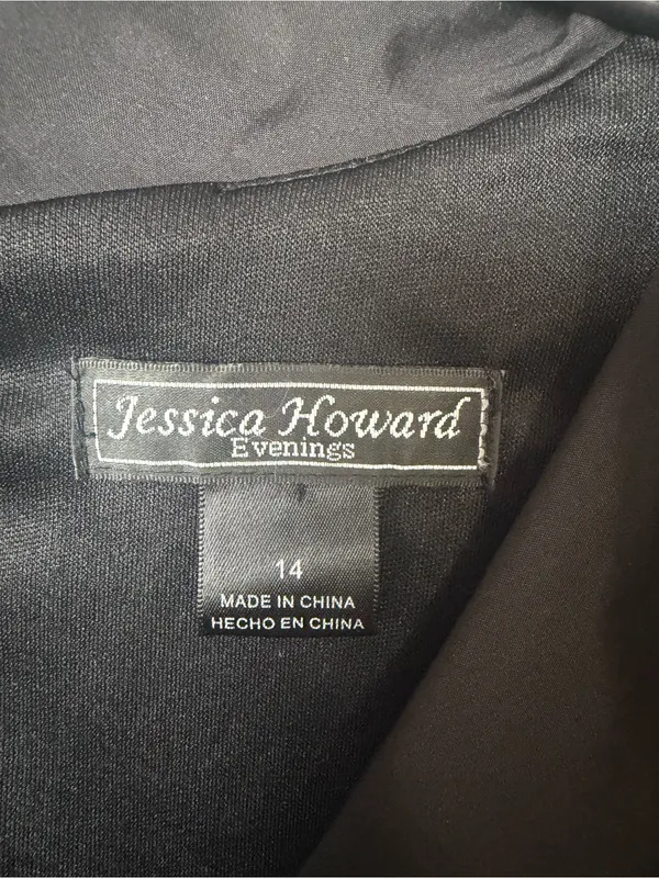 Jessica Howard Women’s 14 Elegant black mixed-media fit & flare dress - Image 3