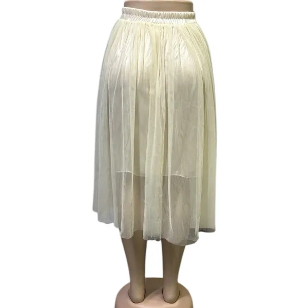 Source Unknown Cream Elastic Waist Pull On Ballet Core Tulle Lined Skirt Womens Large - Image 3