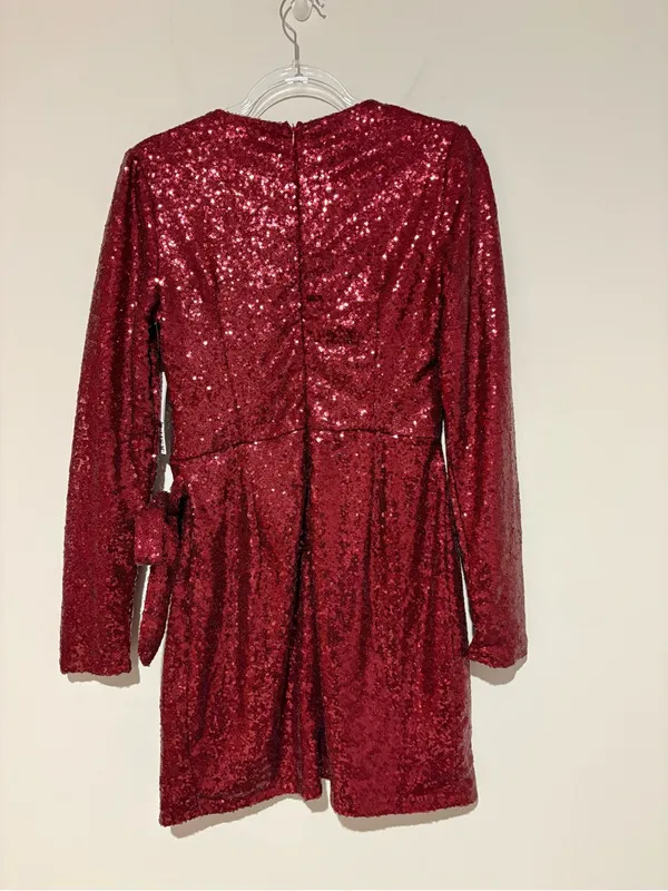 JustFab sequin faux wrap dress red size small - Image 2
