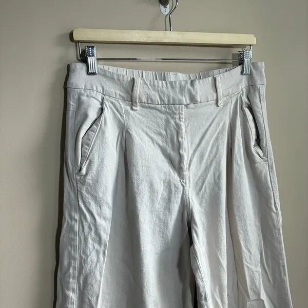 American eagle trouser beige wide leg pants women's size 8 regular cotton blend - Image 2