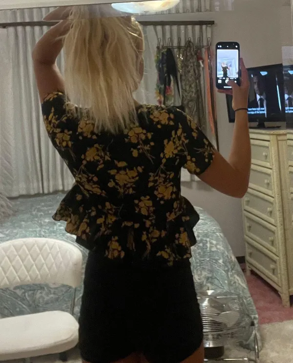 Front Tie Blouse Black - Image 2