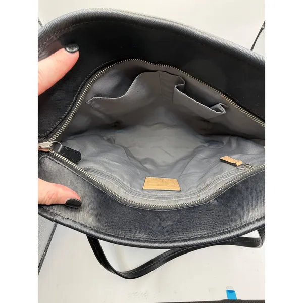 Coach Purse Black‎ Peyton Saffiano Leather Zip Top Tote Shoulder Bag Logo Charm - Image 11
