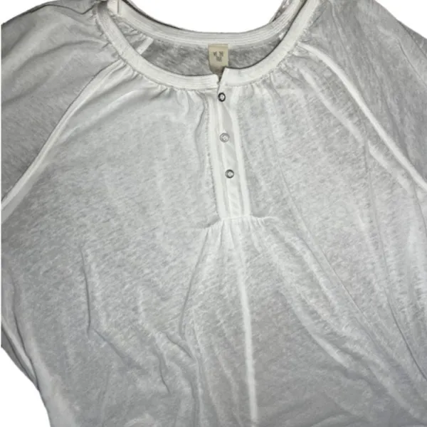 We the free Acadia white semi sheer long sleeve Henley top large - Image 7