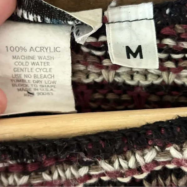 Vintage Paul Harris Designs Textured Maroon Stripe Knit Sweater Size M - Image 6
