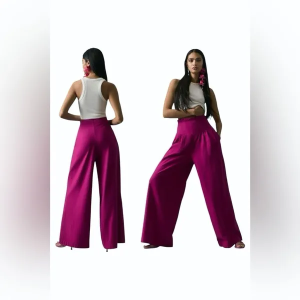 Anthropologie High Rise Pleated Pants Orchid Purple Wide Leg 6 - Image 4