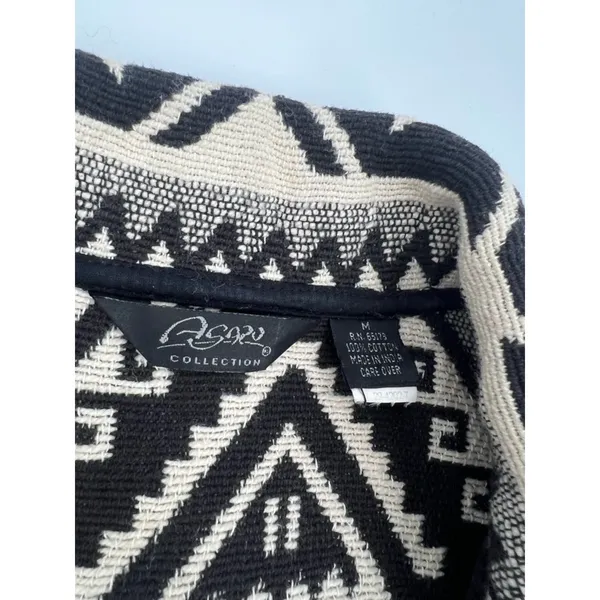 Vintage western Aztec tapestry coat Agaro collection‎ black cream sz M - Image 3