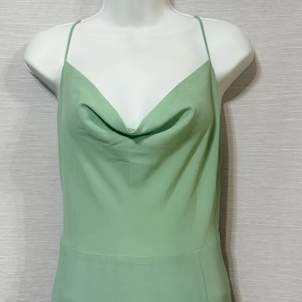 RIHOAS Sage Green Cowl Neck Lace-Up Maxi Dress Women Large Formal Slit Gown - Image 5