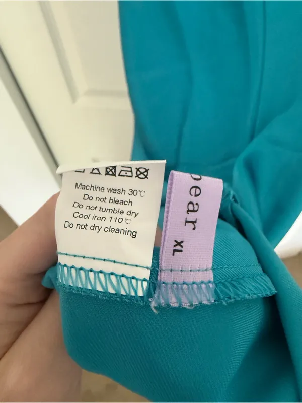 Cheibear Blue Green Teal Satin Midi Nightgown Sleep Dress Pajamas Size XL - Image 6