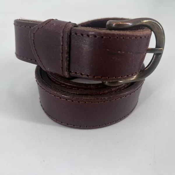 Vintage‎ Women's Real Leather Stitch Point Adjustable Buckle Belt Brown One Size - Image 10
