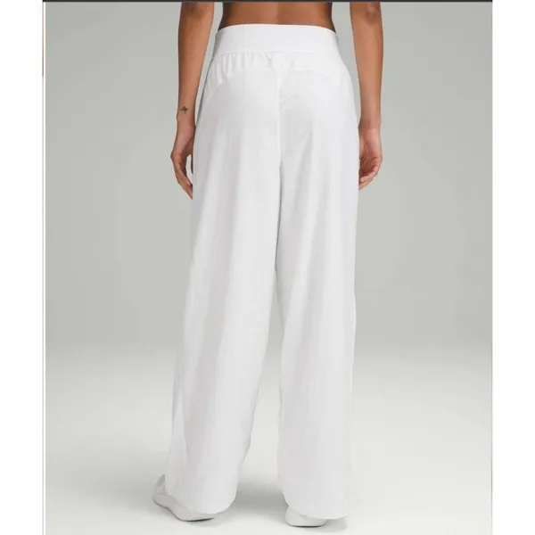 Lululemon Lightweight Tennis Mid-Rise Track Pants White Mesh Wide Leg Sporty - Image 4