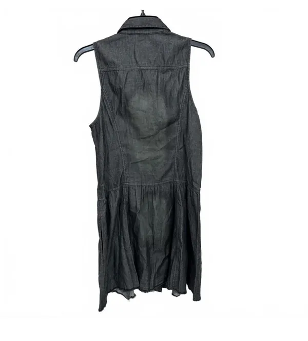 Free People Washed Black Denim Mini Dress Medium - Image 4