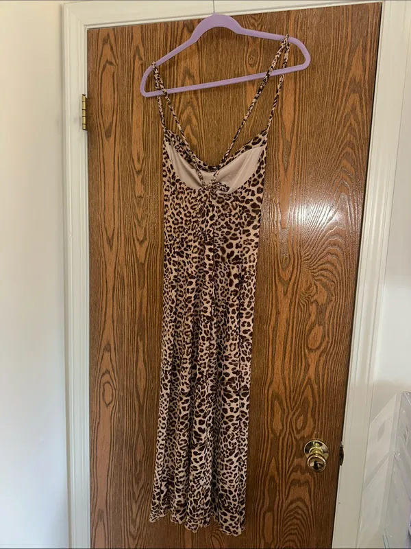 Kirious Los Angeles Leopard Print Dress Stretch Bodycon Adjustable Braid Straps - Image 4