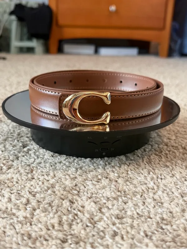 Brown Belt with Gold 'C' Buckle Accent. Very durable & well made. Size- 97cm - Image 2