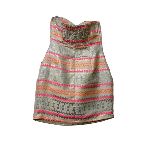 Karlie strapless dress with sweetheart neckline metallic pattern size medium - Image 3