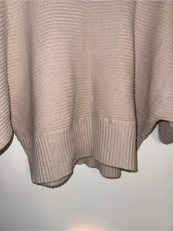 Cozy Taupe Cowl-Neck Women's Sweater Poncho - Image 5
