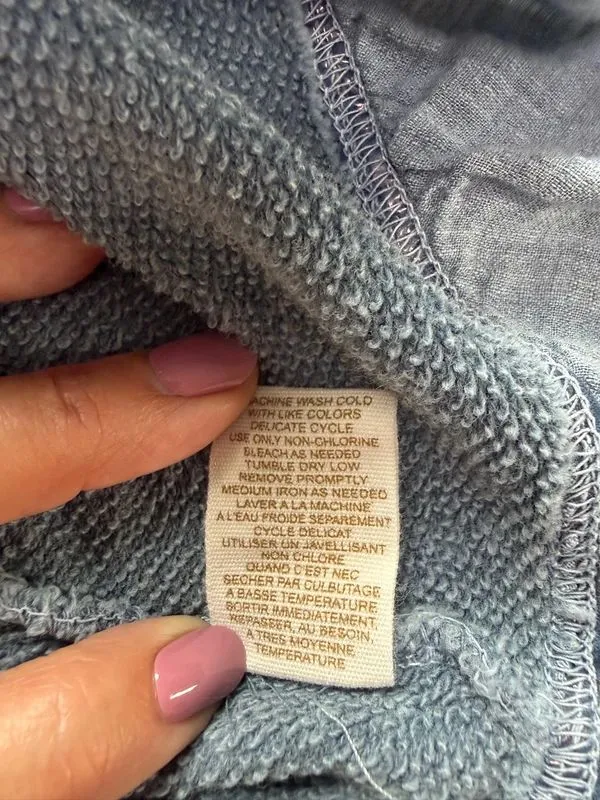 We The Free People Distressed Peplum Sweatshirt Raw Hem Gray Womens Small - Image 6