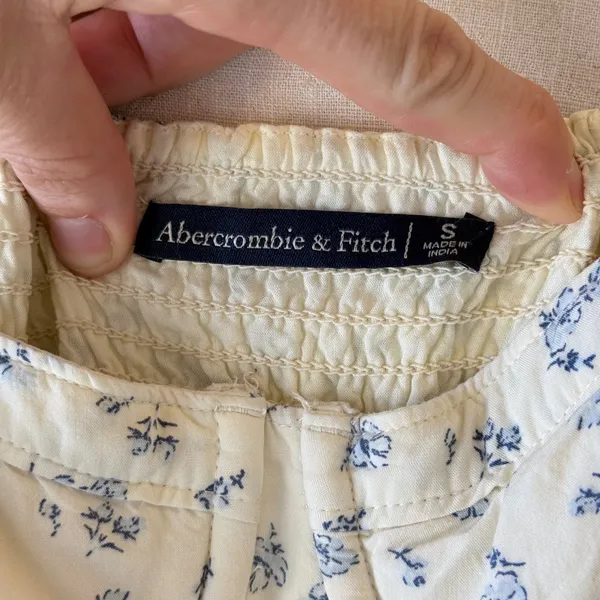 Abercrombie & Fitch Cream and Blue Floral Bustier Mini Dress Womens Small - Image 5
