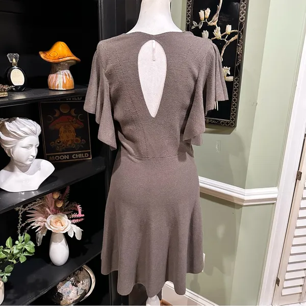 Free People “Cozy Nights” Fit & Flare Knit Dress – Taupe – Size Medium - Image 9