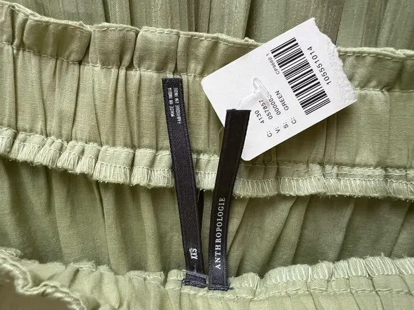 Anthropologie Somerset Women’s Off-Shoulder Shimmer Green Maxi Dress Size XXS - Image 4
